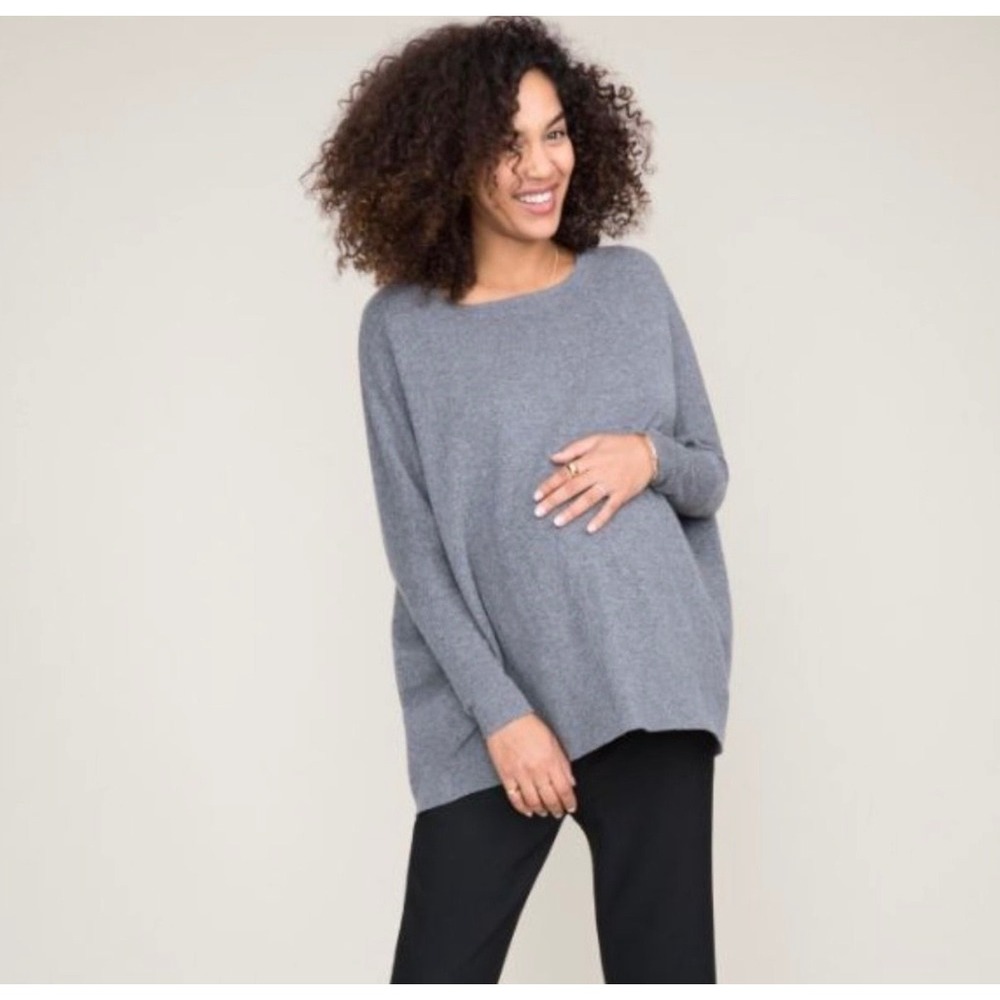 HATCH Nadine Cashmere Tunic Sweater OS Heather Gray Luxury Maternity Cozy